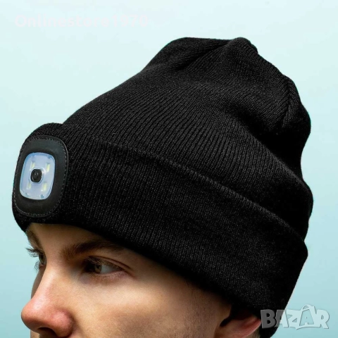 Шапка с USB акумулаторно LED фенерче, снимка 7 - Шапки - 52102390