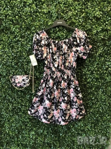 флорална рокля с чанта 