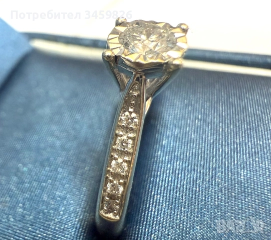 Златен пръстен с диаманти, снимка 4 - Пръстени - 54196468