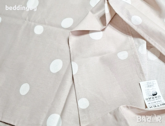 Комплект 2 бр. Калъфки 50/70 см – 100% Памук Ранфорс (Бежови точки), снимка 2 - Спално бельо - 54015275
