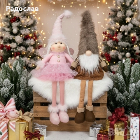 Коледна декоративна кукла с дълги крака - идеална за празничен декор или подарък., снимка 3 - Декорация за дома - 52096569