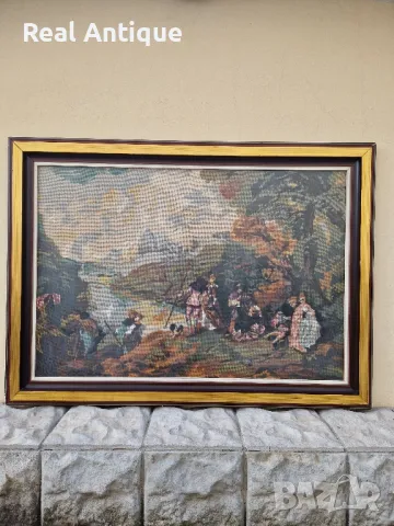 Страхотен голям антикварен колекционерски холандски гоблен , снимка 8 - Антикварни и старинни предмети - 47263099