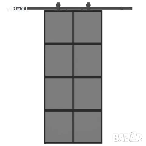 vidaXL Плъзгаща се врата с комплект обков Черно 90x205 cm（SKU: 3375836）
