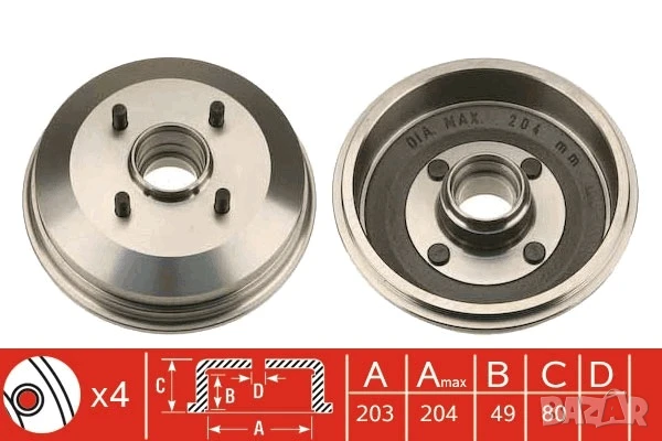 Барабан спирачен заден за FORD ESCORT V,V EXPRESS,VI,VI/KOMBI,FIESTA III,HATCHBACK,ORION III №S70053, снимка 3 - Части - 50783835