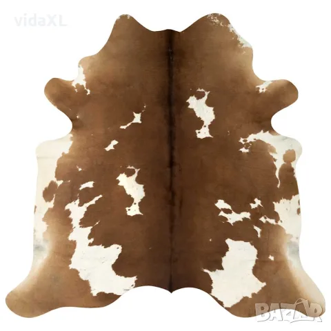 vidaXL Килим от волска кожа, кафяво и бяло, 150x170 см, снимка 1 - Килими - 56146517