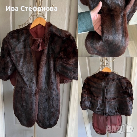 норкова шал наметка болеро от норка естествен косъм кафяв универсален размер , снимка 10 - Рокли - 42599063