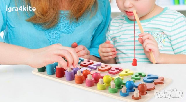 Дървена игра 4в1 с магнитни рибки Образователна и занимателна , снимка 9 - Образователни игри - 29942925