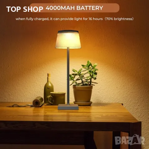 Димируема настолна лампа FIMEI, акумулаторна LED настолна лампа за защита на очите H38 cm, преносима, снимка 2 - Настолни лампи - 48819007