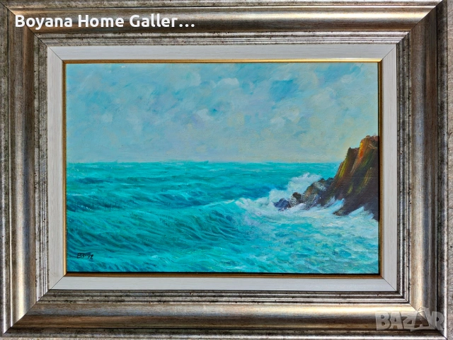 Картина Море Кр.Върбанов маслени бои, снимка 2 - Картини - 54160352