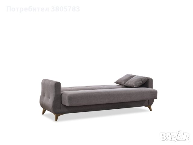 Разтегателен сив триместен диван , снимка 3 - Дивани и мека мебел - 44198587