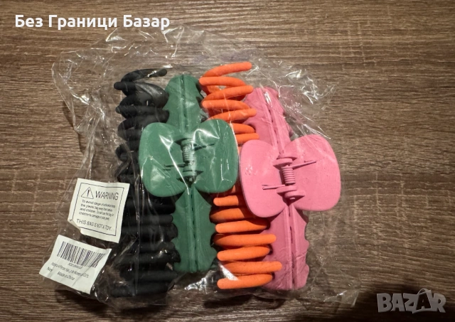 Нов Комплект големи щипки за коса с пружина – цветни (4 броя) За жени прическа