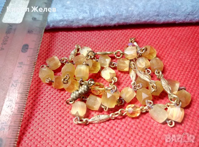 ПРЕКРАСНА СТАРИННА ОГЪРЛИЦА МЕД с ПОЗЛАТА и ФАСЕТИРАНИ МЪНИСТЕНИ ЕЛЕМЕНТИ РЪЧНА ИЗРАБОТКА 47312, снимка 5 - Антикварни и старинни предмети - 47316492
