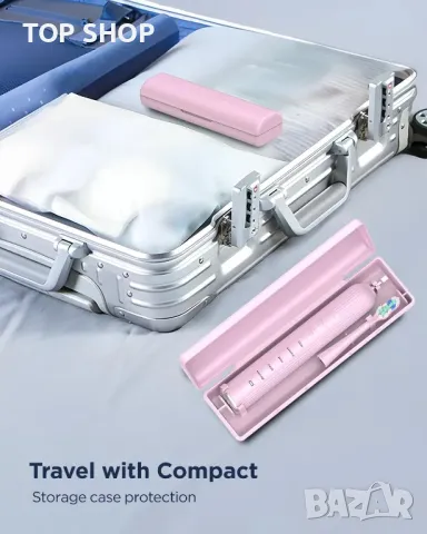 Звукова електрическа четка за зъби, 4 резервни глави, 3 нива и 5 режима, розова, снимка 3 - Тримери - 49629205