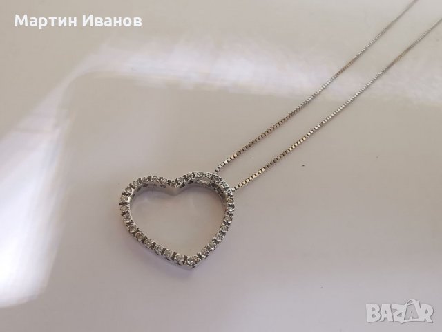 Златно колие със сърце -бяло злато , снимка 9 - Колиета, медальони, синджири - 13092630