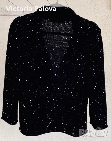 Модна къща MaxMara Weekend черна жилетка с пайети, снимка 11 - Жилетки - 53375837