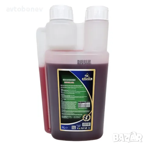 Mасло за 2-тактови двигатели AKSOIL GARDEN 2T RED с дозатор-1L, снимка 2 - Аксесоари и консумативи - 49587214