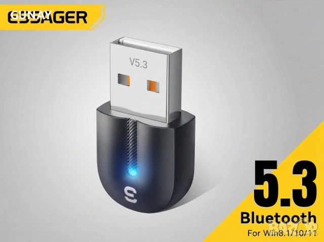 Essager USB Bluetooth 5.3 Адаптер за Компютър - Приемник за мишка, клавиатура и аудио adapter dongle, снимка 2 - Кабели и адаптери - 54071403
