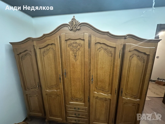 Kомплект масивни дъбови мебели за спалня стил Louis XV, снимка 8 - Спални и легла - 53137244