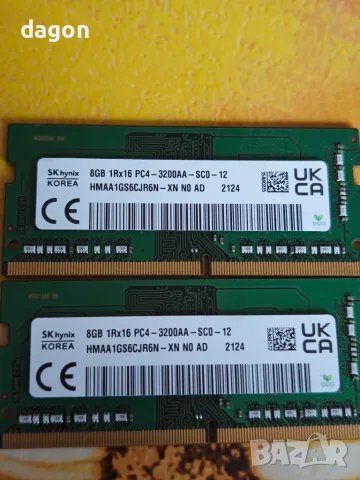 Броя SK Hynix 8GB SODIMM DDR4 3200 PC4 1Rx16 HMAA1GS6CJR6N-XN SO-DIMM Laptop, снимка 2 - RAM памет - 56181603