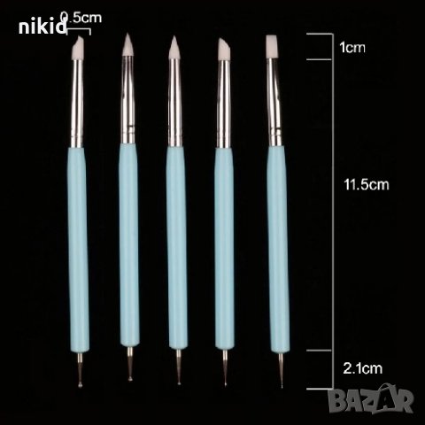 5 бр двустранни инструмента инструменти за декориране на торта и маникюр точкатори и избутвач, снимка 6 - Други - 30592749