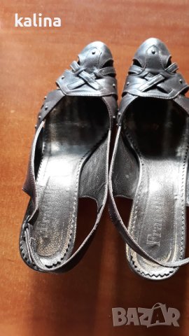 кафяви сандали Фратели ток кожа, снимка 3 - Дамски елегантни обувки - 40273289