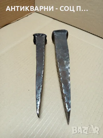 Комплект Соц Стари Ръчно Ковани Клин Клинове За Цепене На Трупи Номер 9., снимка 3 - Антикварни и старинни предмети - 49486161