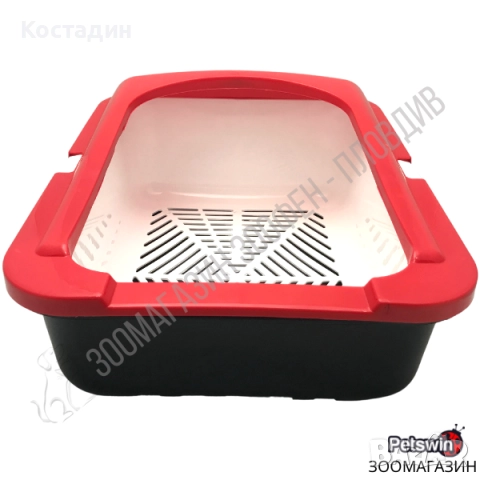Котешка Тоалетна - с Борд - 50/38/19см - Червен/Черен - Ръчно Самопочистващ се Съд, снимка 3 - За котки - 51456262