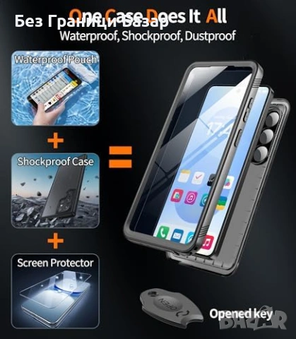 Нов кейс Samsung Galaxy S26 водоустойчив твърд калъф 360 черен, снимка 14 - Калъфи, кейсове - 53875679