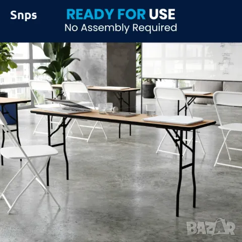 Дървена сгъваема маса за обучение/семинари с гладък прозрачен завършен плот