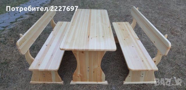 Градински комплект / маса+2 броя пейки с дължина 180 см./, снимка 4 - Маси - 33731965