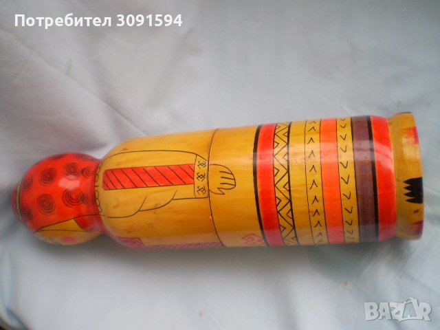 Винтидж СССР, съветска руска мамтрьошка, дървена гнездяща кукла, поставка за бутилка водка, снимка 6 - Колекции - 40199254