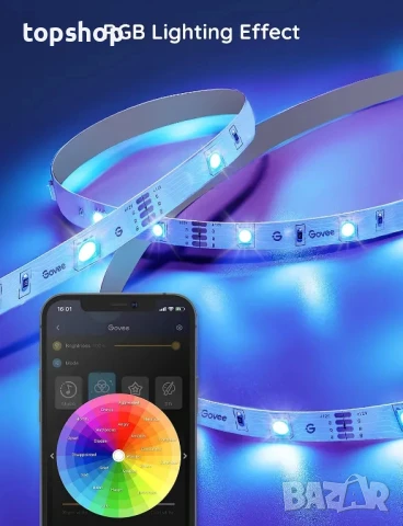 НОВА, ТЕСТВАНА LED лента Govee, 65,6 фута (19,8 м), WiFi RGB лента, работеща с Alexa и Google..., снимка 4 - Лед осветление - 50575658