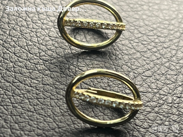 Златни обеци Халки циркон ЧИСТО НОВИ 14 карата 585 zlatni obeci zlaten gold, снимка 9 - Обеци - 52829934