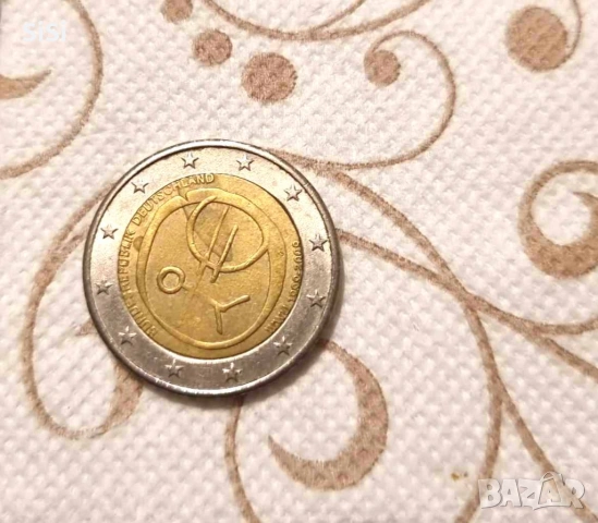 Германската възпоменателна монета от 2 евро от 2009 г. е посветена на „10 години Икономически и пари, снимка 2 - Нумизматика и бонистика - 54030023