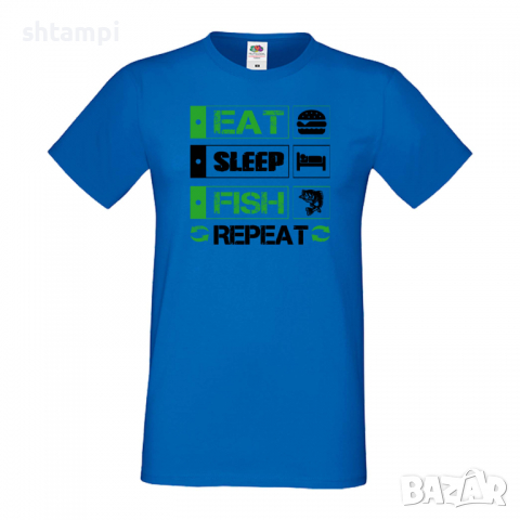 Мъжка тениска Fish 2,Sleep,Fish,Anime,Repeat,Ядене,Спане,Риба,Подарък,Повторение,Празник,, снимка 4 - Тениски - 36418990