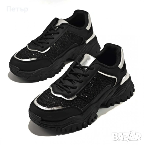 ДАМСКИ МАРАТОНКИ В ЧЕРЕН ЦВЯТ код234, снимка 2 - Маратонки - 54341814