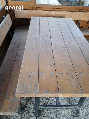 масивна маса с две скамейки, снимка 7 - Маси - 48764018