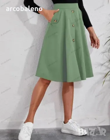 Дамска елегантна миди пола с копчета , снимка 3 - Поли - 49624766