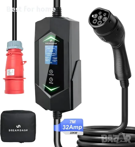 Трифазно зарядно за кола 22kw, кабел за зареждане 7m, тип 2 (IEC 62196-2) към червен щепсел CEE 32A , снимка 2 - Аксесоари и консумативи - 55938355