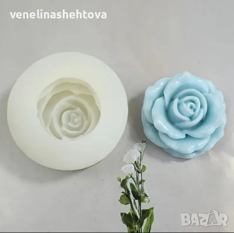 3D разцъфнала роза Силиконов молд форма за свещи гипс сапун фондан 