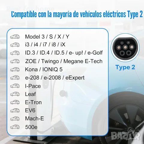 Трифазно зарядно за кола 22kw, кабел за зареждане 7m, тип 2 (IEC 62196-2) към червен щепсел CEE 32A , снимка 8 - Аксесоари и консумативи - 55938355