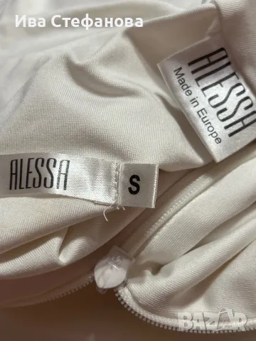 Бяла къса еластична елегантна женствена рокля Alessa Алеса микрофибър , снимка 4 - Рокли - 47294840