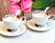 Чаши за кафе и чай с цветя - костен порцелан, снимка 14