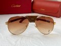 Cartier 2023 мъжки слънчеви очила с кожа и дътвени дръжки , снимка 5