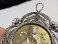 Възрожденска Сребърна икона, амулет, накит, медальон с Богородица, Дева Мария - Панагия  - Богородиц, снимка 11