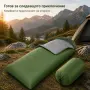 Туристически спален чувал 2 в 1 с качулка, 210 × 75 см, зелен, снимка 8