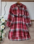 Рокля тип риза червено каре , снимка 1