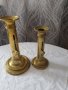 Два броя бронзови свещници с повдигач, снимка 1 - Антикварни и старинни предмети - 44383489