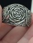 Красив сребърен пръстен роза #ДТ, снимка 1 - Пръстени - 44327047