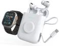 3 в 1 Power Bank за iPhone и Android, 5200 mAh Airpods Pro 1 & 2 Калъф за зареждане с Bluetooth, снимка 1